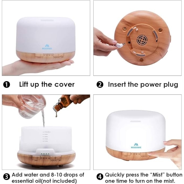 1000ml Essential Oil Diffuser with Remote & Timer (Black) - Image 4