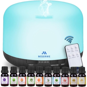 500ML Essential Oil Diffuser – Remote Control Aromatherapy Humidifier with Timer & Auto Shut-Off (Black)