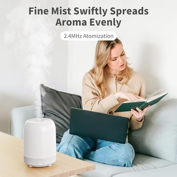 Essential Oil Diffuser 250ML – Quiet Aromatherapy Humidifier with LED & Auto-Off (White Pattern) - Image 2