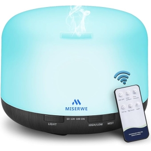 500ML Essential Oil Diffuser – Remote Control Aromatherapy Humidifier with Timer & Auto Shut-Off Black