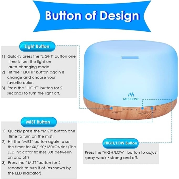 1000ml Essential Oil Diffuser with Remote & Timer (Black) - Image 3