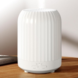 Essential Oil Diffuser 250ML – Quiet Aromatherapy Humidifier with LED & Auto-Off (White Pattern)