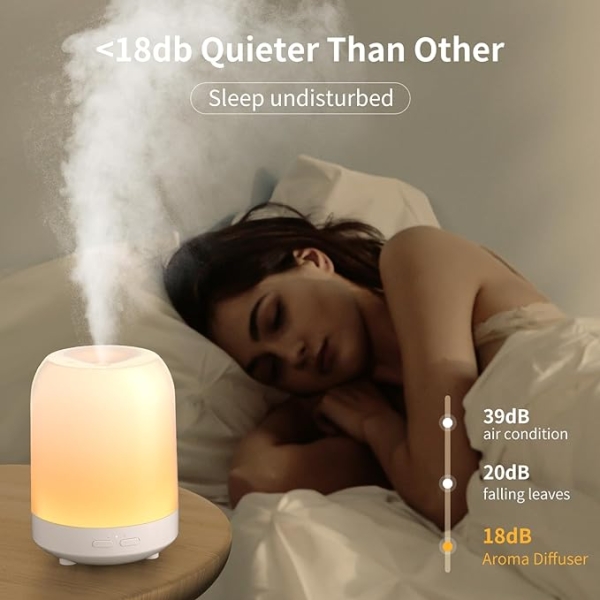 Essential Oil Diffuser 250ML – Quiet Aromatherapy Humidifier with LED & Auto-Off (White Pattern) - Image 5